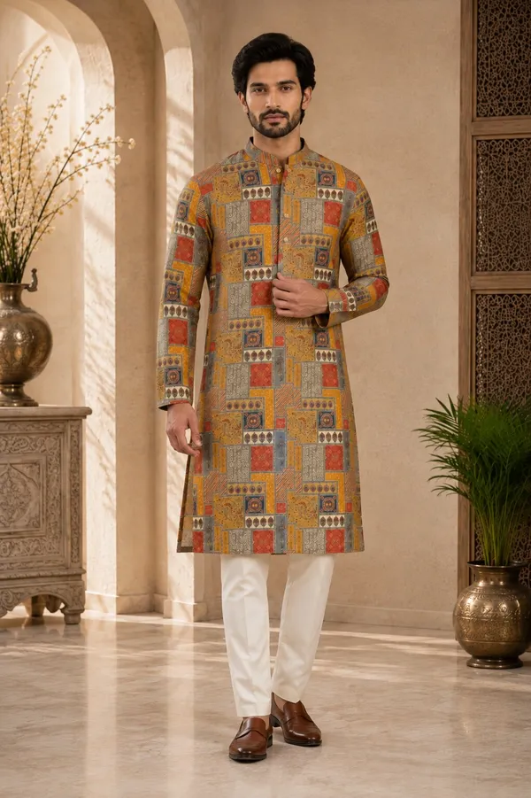 Mustard_Printed_Kurta_Pajama