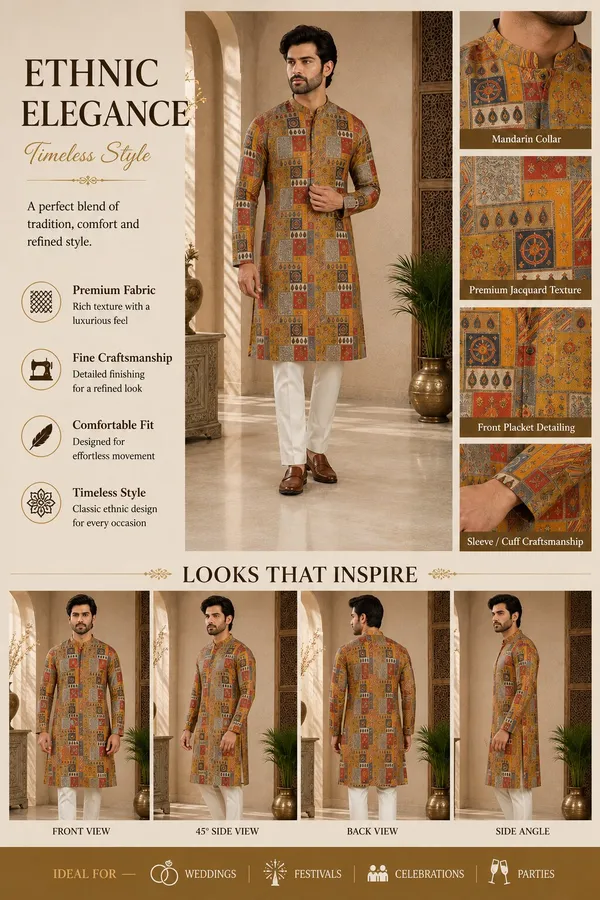 Mustard_Printed_Kurta_Pajama