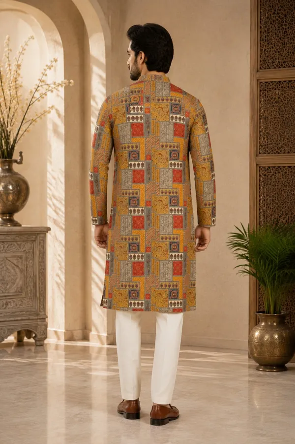 Mustard_Printed_Kurta_Pajama