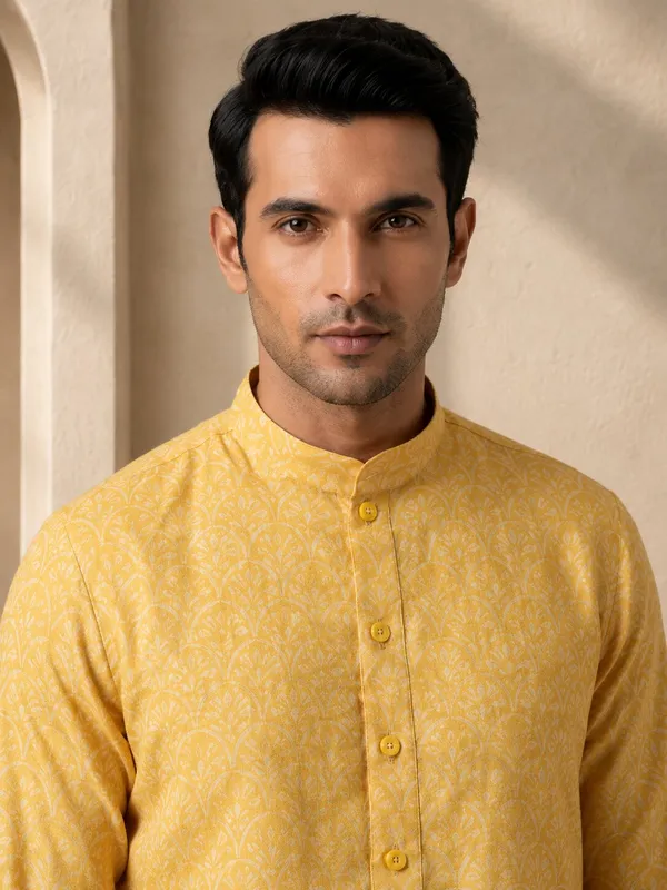 Men_Yellow_Printed_Kurta_Pajama_Set