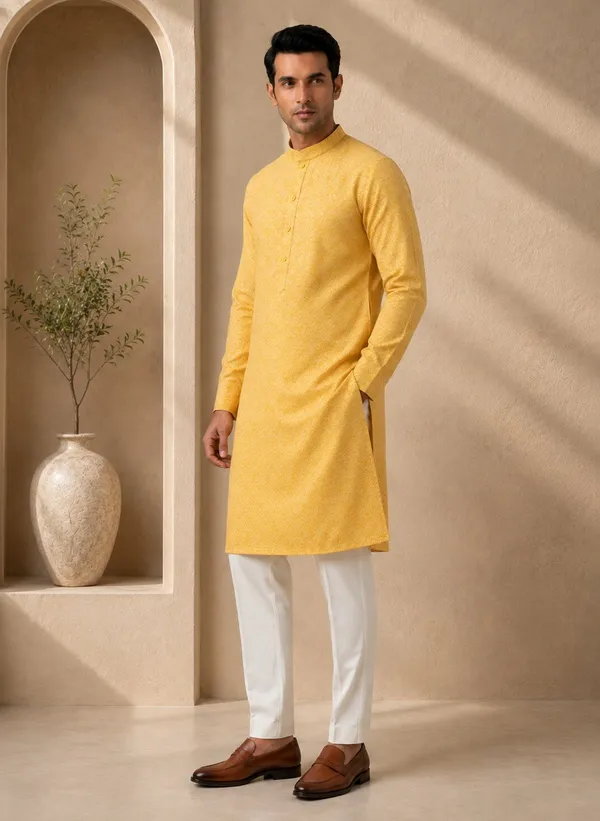 Men_Yellow_Printed_Kurta_Pajama_Set