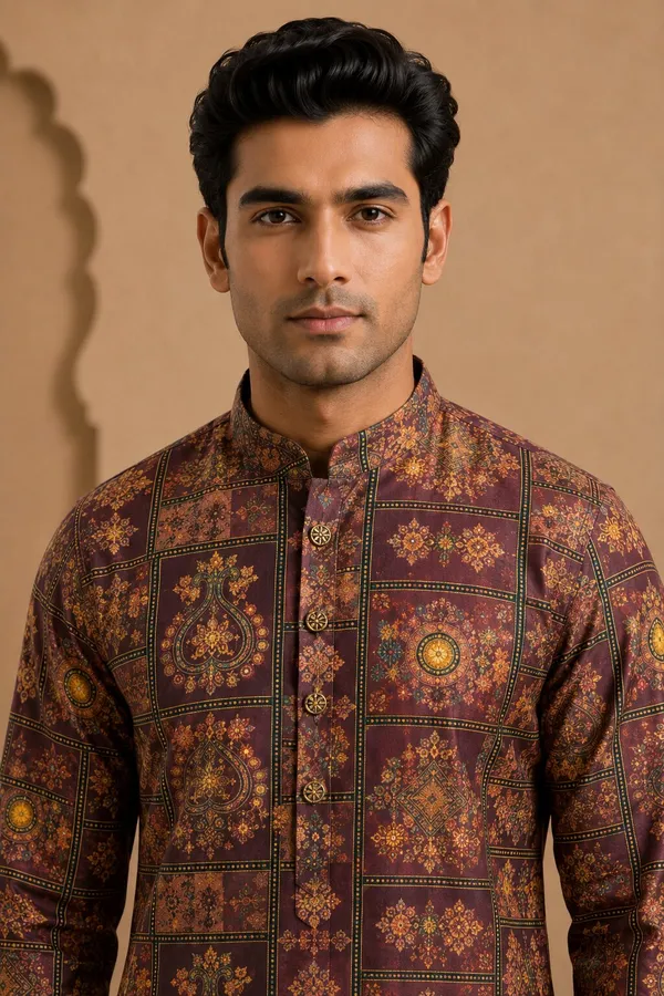 Men's_Light_Purple_Printed_Kurta_Pyjama_Set