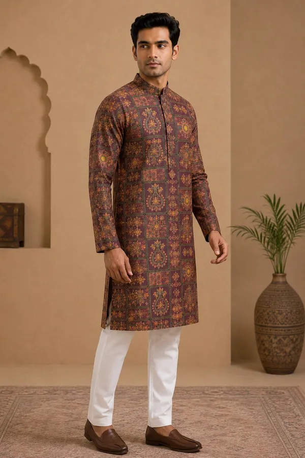 Men's_Light_Purple_Printed_Kurta_Pyjama_Set