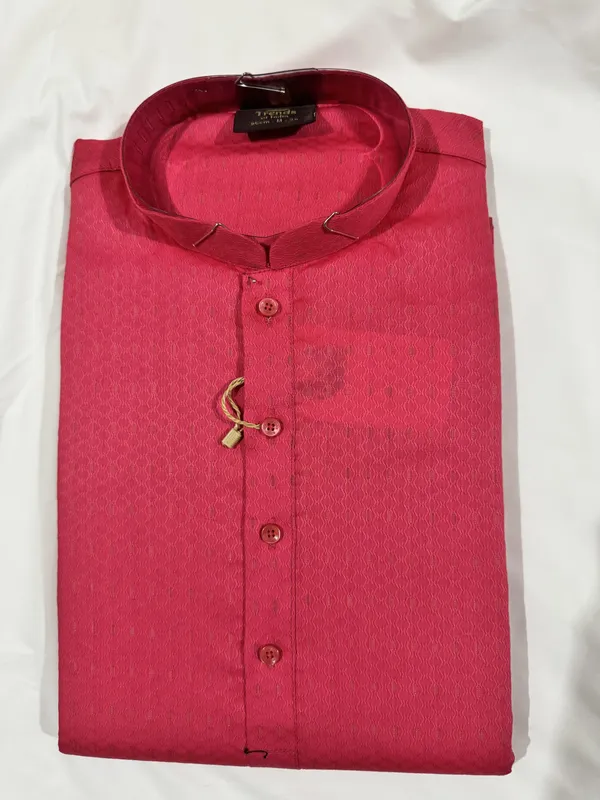 Pink_Silk_Blend_Straight_Mandarin_Collar_Kurta_For_Men