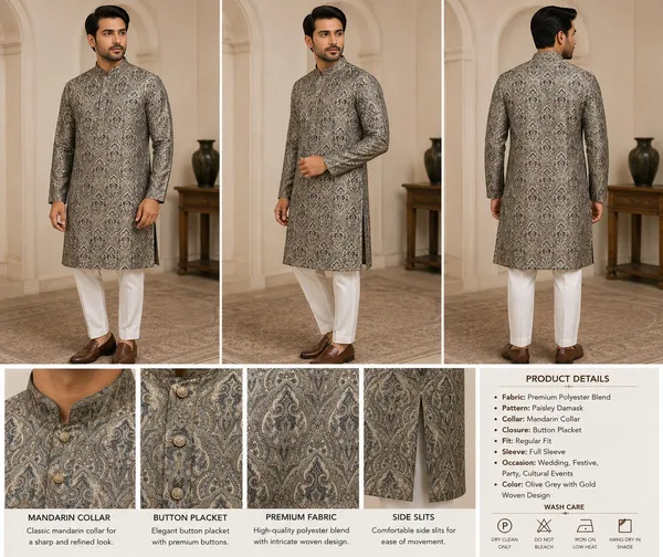 Grey_Polyester_blend_Paisley_Printed_Full_Sleeve_Kurta_For_Men