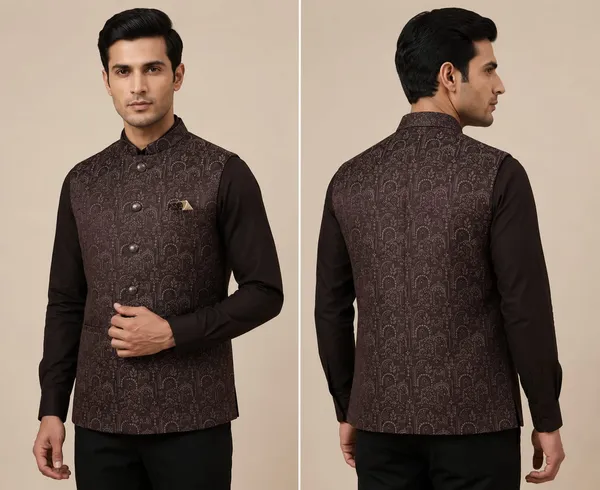 Maroon_Woven_Jacquard_Ethnic_Print_Nehru_Jacket_For_Men