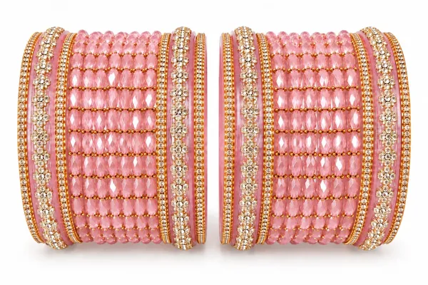 Pink_Glass_Stone_Studded_Traditional_Bangle_Set_For_Women