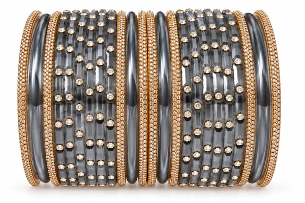 Black_Gold-Tone_Glass_Embellished_Bangle_Set_For_Women