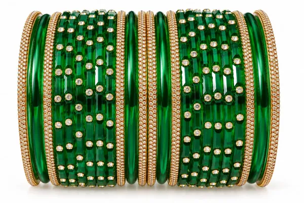 Green_Glass_Gold_Beaded_Bangle_Set_For_Women