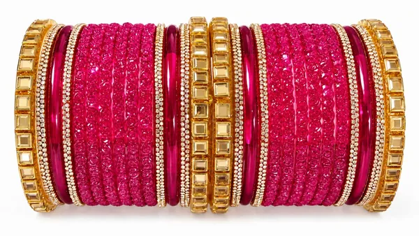 Pink_&_Gold_Glass_Traditional_Bangle_Set_For_Women