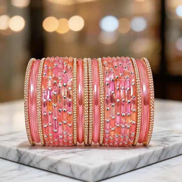 Pink_Glass_Silver_Tone_Embellished_Bangle_Set_For_Women