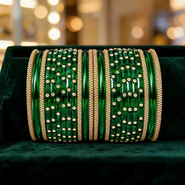 Green_Glass_Gold_Beaded_Bangle_Set_For_Women