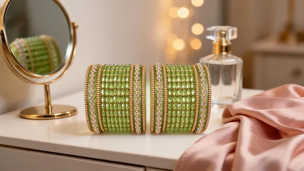 Green_Gold_Glass_Crystal_Embellished_Bangle_Set_For_Women