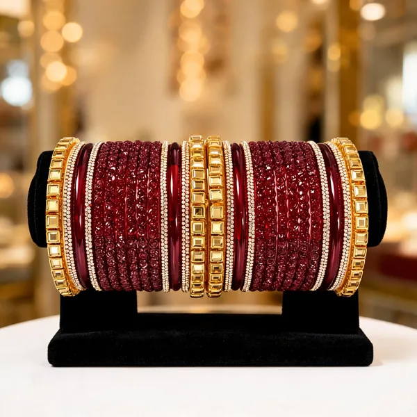 Red_Gold-Tone_Glass_Embellished_Bangle_Set_For_Women