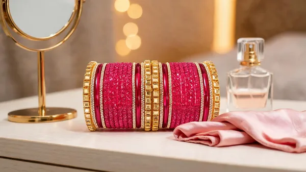 Pink_&_Gold_Glass_Traditional_Bangle_Set_For_Women