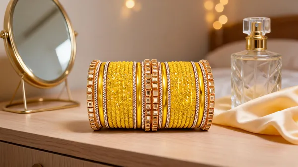 Gold_Glass_Textured_Embellished_Bangle_Set_For_Women