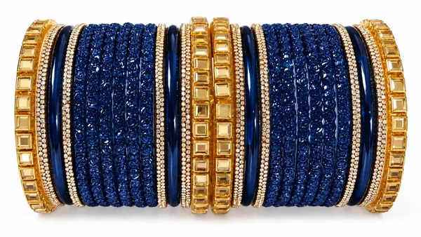 Blue_&_Gold_Glass_Embellished_Bangle_Set_For_Women