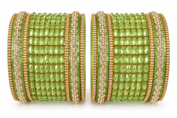 Green_Gold_Glass_Crystal_Embellished_Bangle_Set_For_Women