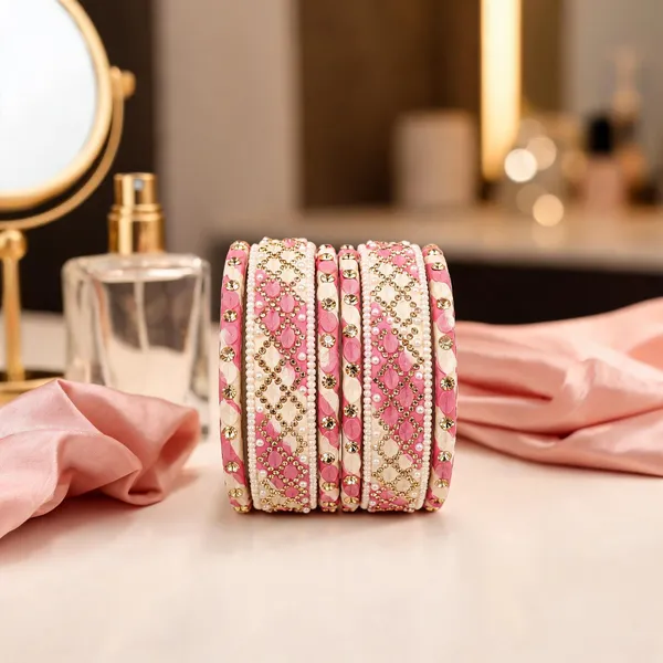 Pink_And_Cream_Glass_Kundan_Stone_Studded_Bangle_Set_For_Women