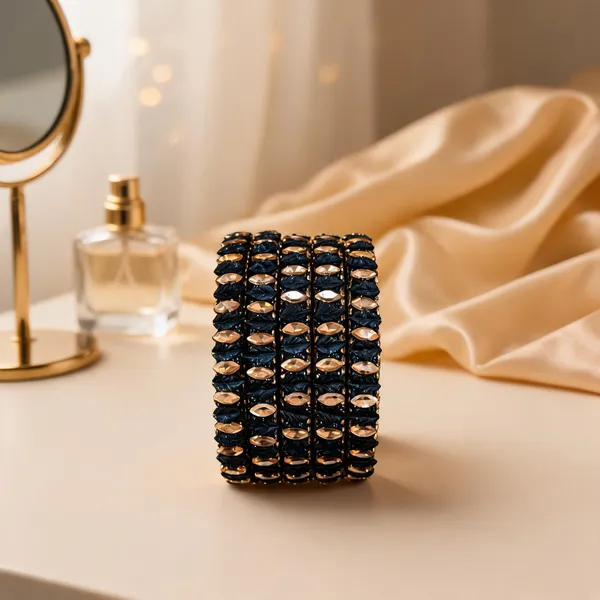 Navy_Blue_Glass_Beaded_Multi_Row_Bangle_Set_For_Women
