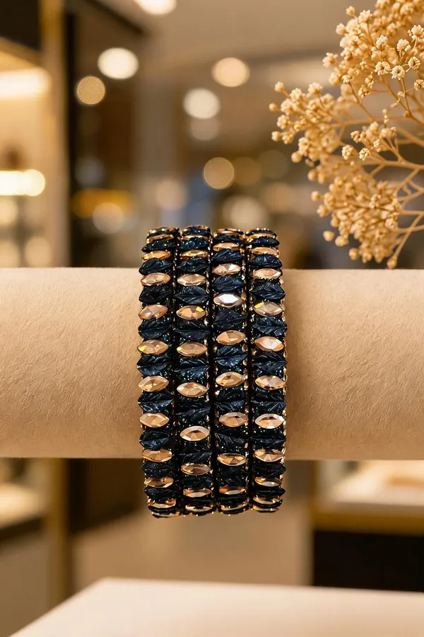 Navy_Blue_Glass_Beaded_Multi_Row_Bangle_Set_For_Women