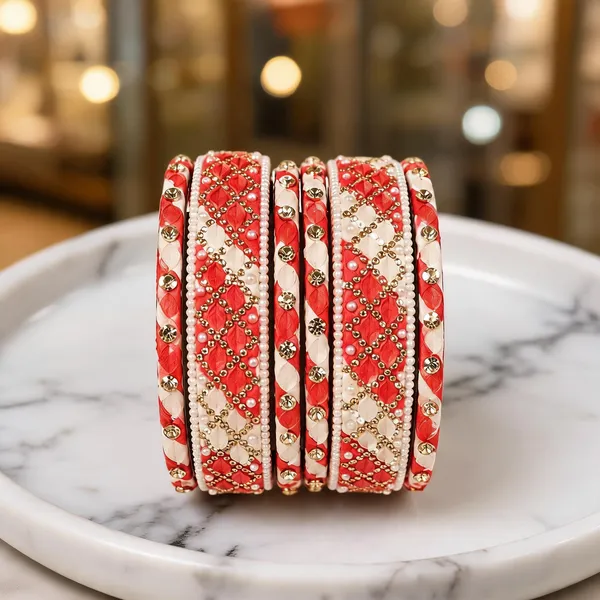 Red_White_Glass_Silk_Thread_Kundan_Studded_Bangle_Set_For_Women