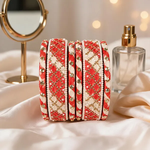 Red_White_Glass_Silk_Thread_Kundan_Studded_Bangle_Set_For_Women
