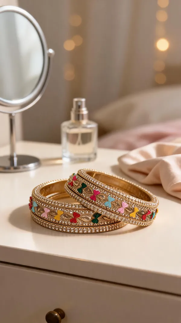 Gold_Multicolor_Brass_Bow_Motif_Stone_Studded_Bangle_Set_For_Women
