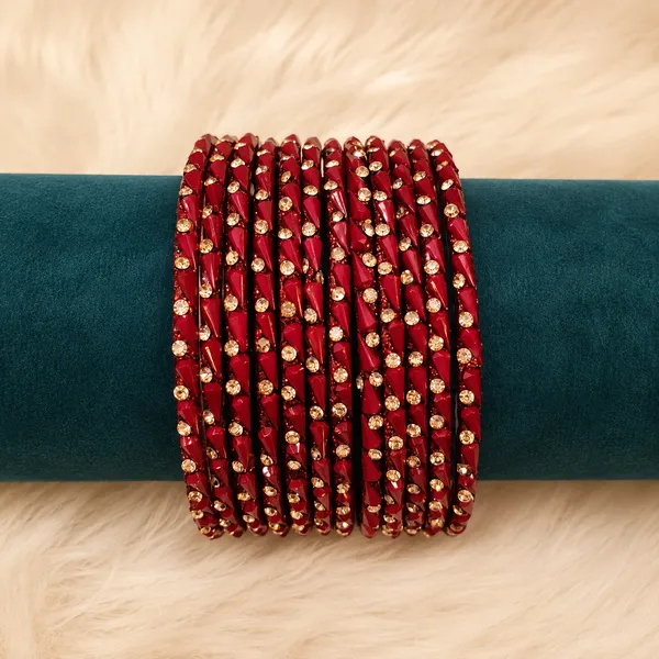 Maroon_Glass_Stone_Studded_Bangle_Set_For_Women