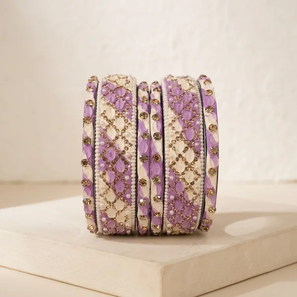 Purple_And_White_Glass_Silk_Thread_Studded_Bangle_Set_For_Women