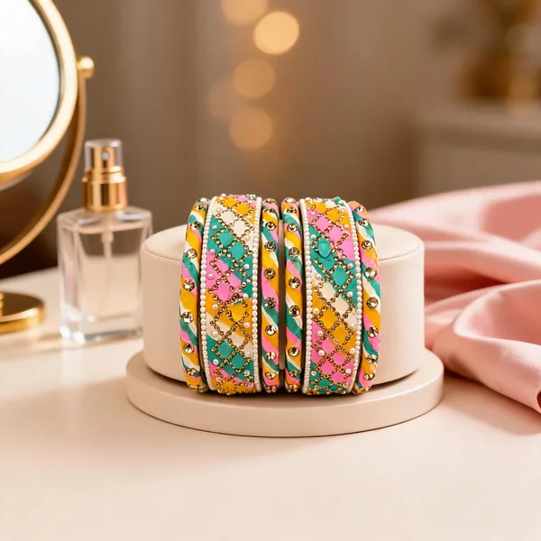 Multicolor_Glass_Silk_Thread_Stone_Studded_Bangle_Set_For_Women