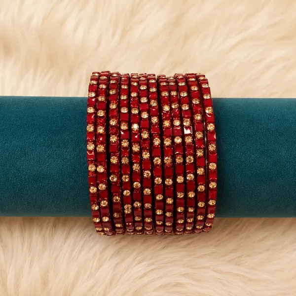 Maroon_Glass_Stone_Studded_Bangle_Set_For_Women
