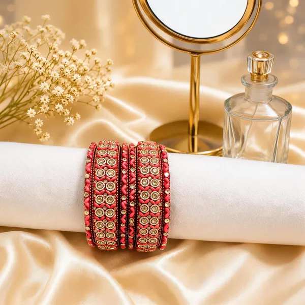 Pink_Glass_Silk_Thread_Kundan_Studded_Bangle_Set_For_Women