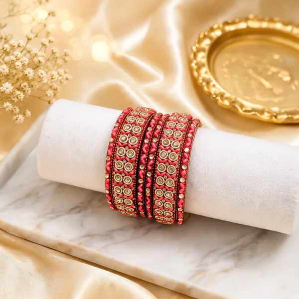 Pink_Glass_Silk_Thread_Kundan_Studded_Bangle_Set_For_Women