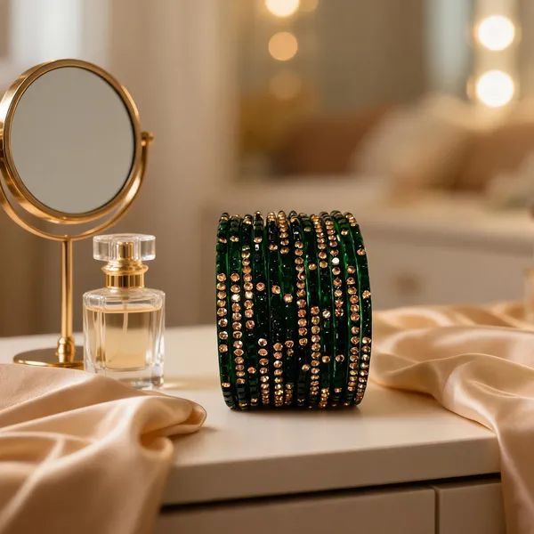 Green_Gold_Glass_Stone_Embellished_Bangle_Set_For_Women