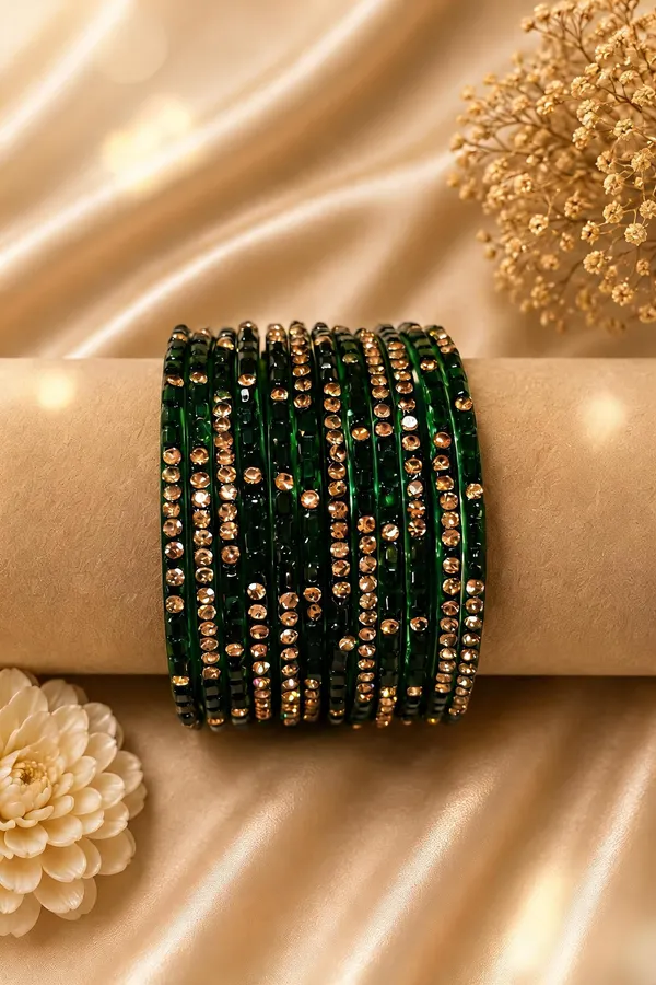 Green_Gold_Glass_Stone_Embellished_Bangle_Set_For_Women