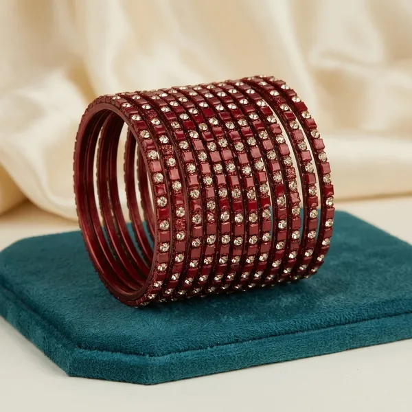 Maroon_Glass_Stone_Studded_Bangle_Set_For_Women