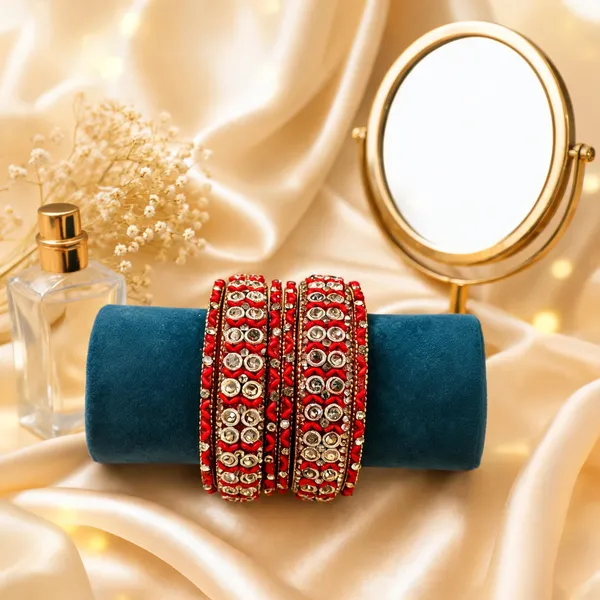 Red_Glass_Kundan_Stone_Work_Bangle_Set_For_Women