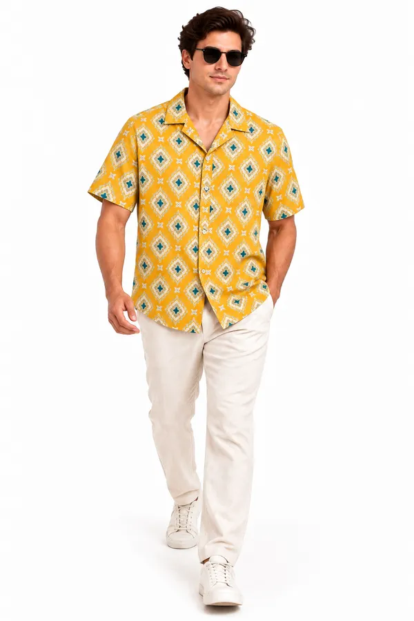 Yellow_Mosaic_Polyester_Resort_Shirt