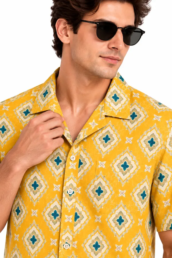 Yellow_Mosaic_Polyester_Resort_Shirt