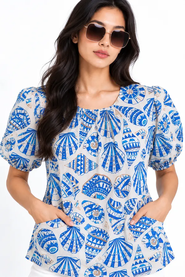 Seashell_Sketch_Cotton_Puff-Sleeve_Top