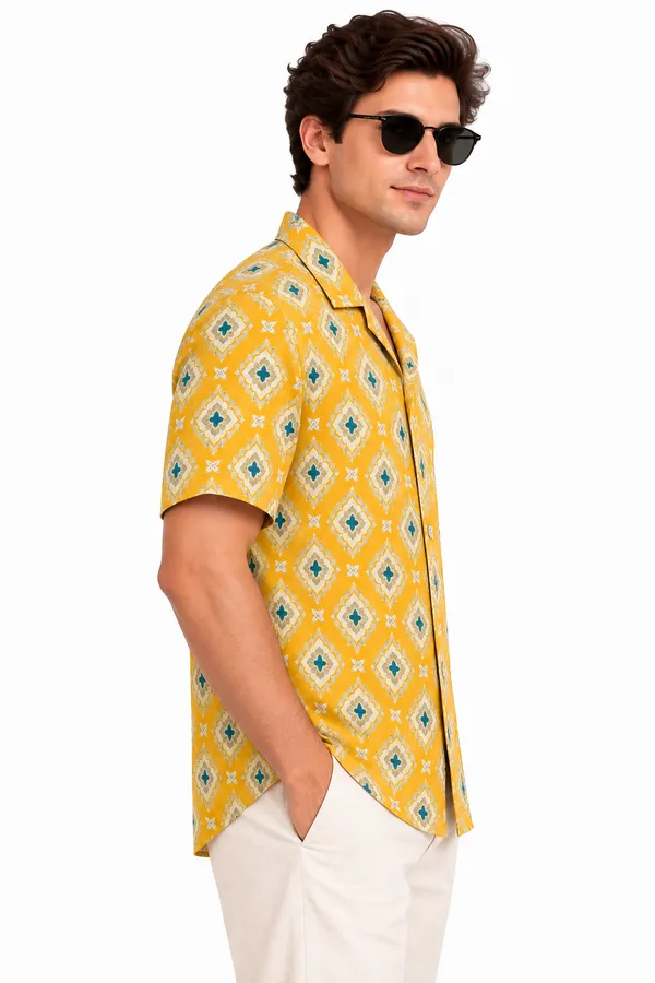 Yellow_Mosaic_Polyester_Resort_Shirt