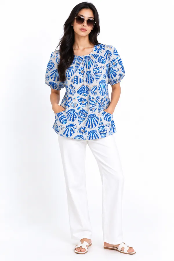 Seashell_Sketch_Cotton_Puff-Sleeve_Top