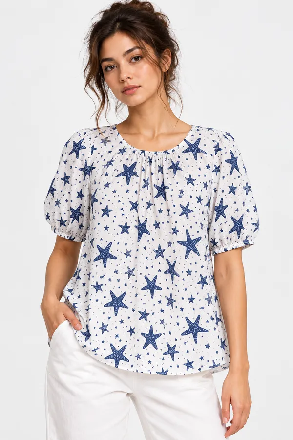 Seaside_Star_Gathered_Cotton_Top