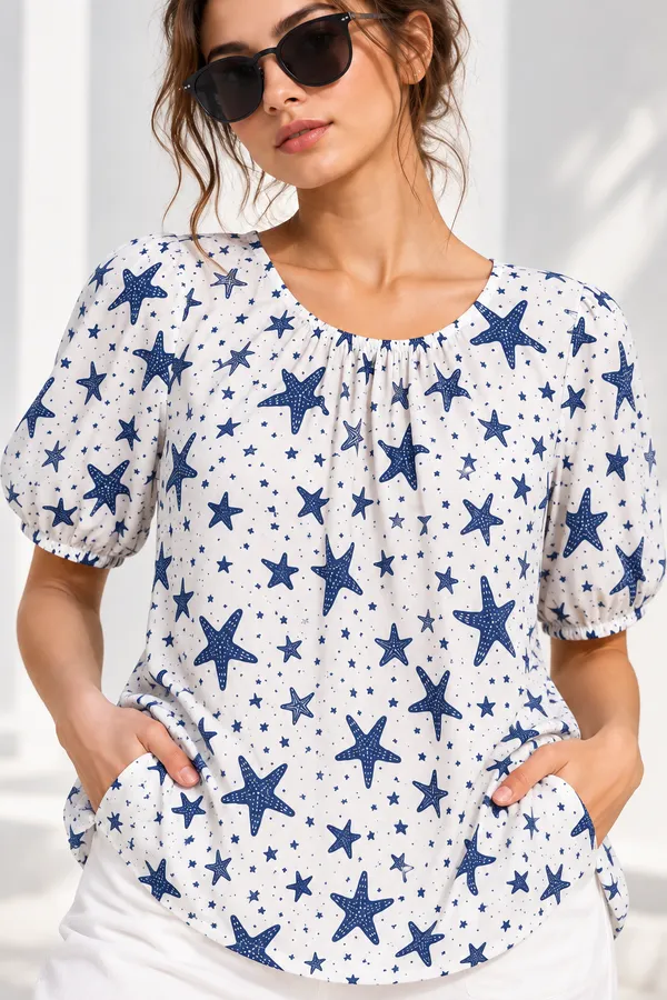Seaside_Star_Gathered_Cotton_Top