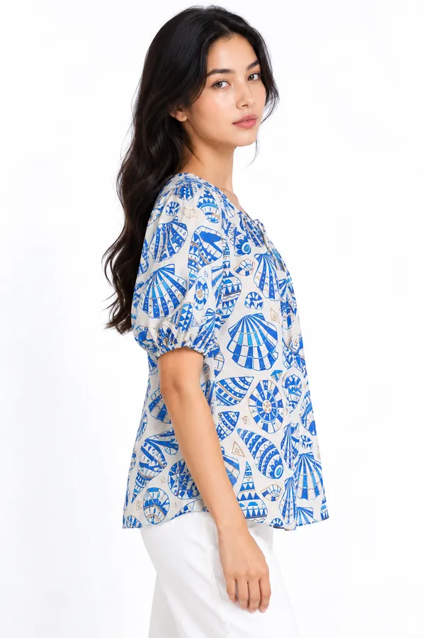 Seashell_Sketch_Cotton_Puff-Sleeve_Top