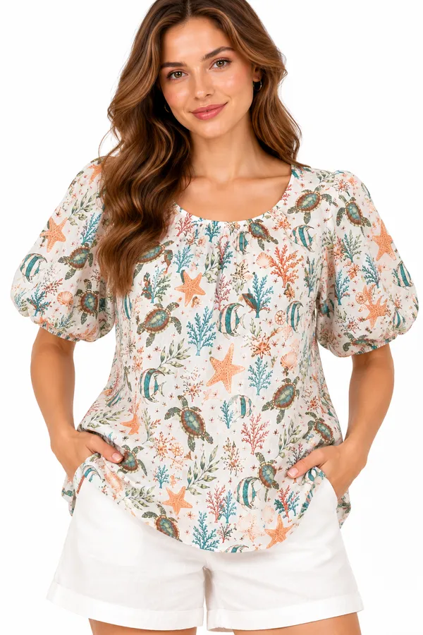 Ocean_Garden_Puff-Sleeve_top