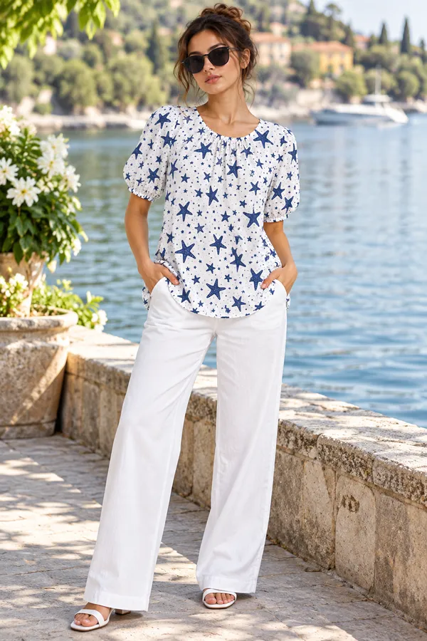 Seaside_Star_Gathered_Cotton_Top