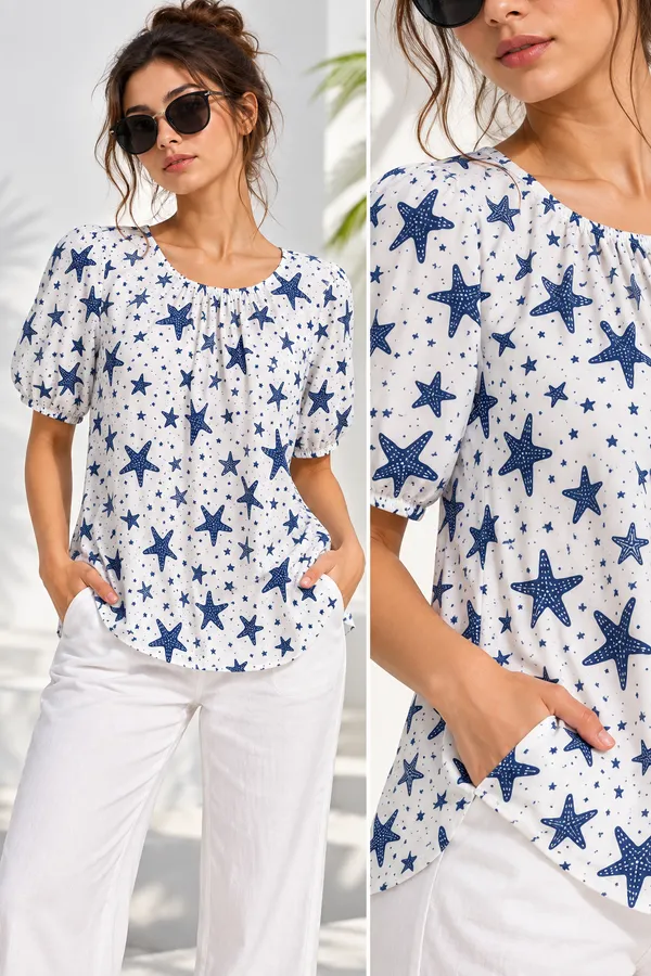 Seaside_Star_Gathered_Cotton_Top