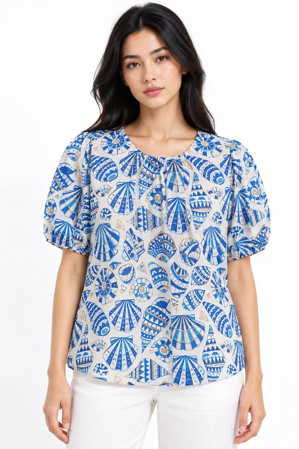 Seashell_Sketch_Cotton_Puff-Sleeve_Top